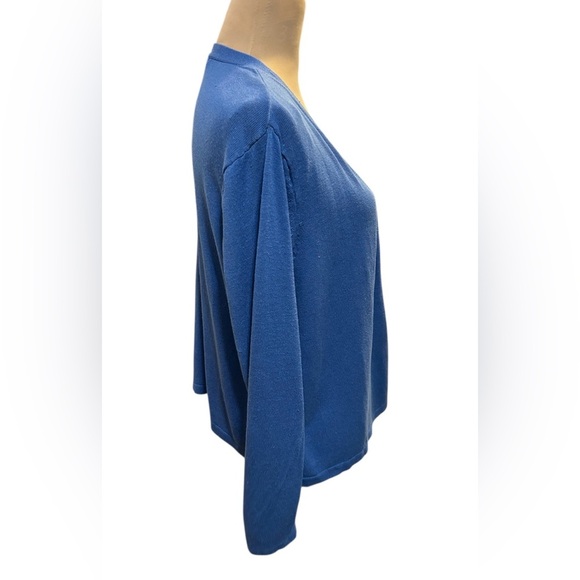 J.Jill Linen Blend Open Front Cardigan Sweater Coastal Blue Long Sleeve Sz Large - Picture 5 of 9
